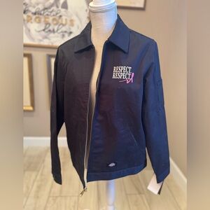 NWT! DICKIES Black Eisenhower Jacket w/ Embroidered Breast Cancer Awareness Logo